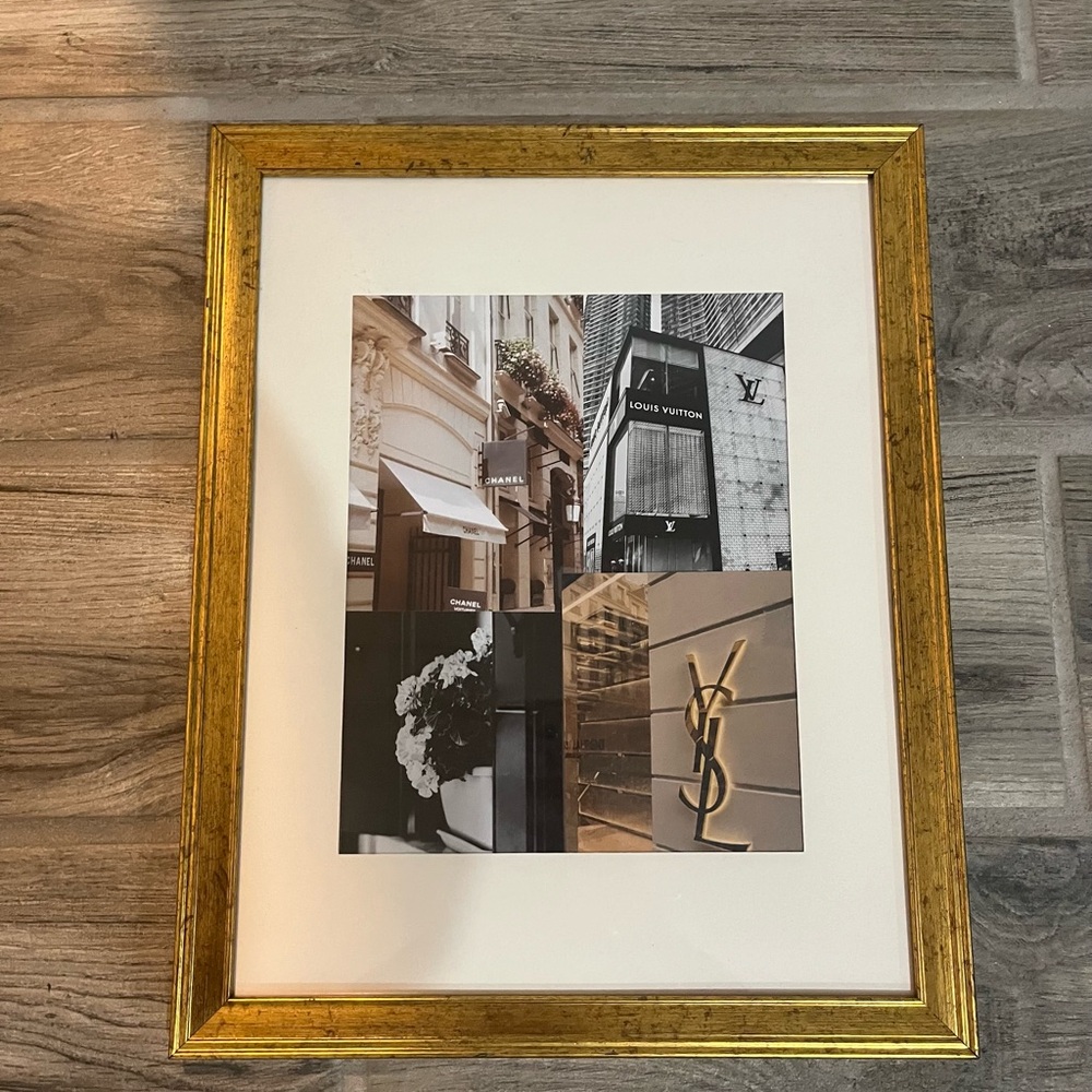 Gold Framed Wall Art with Fashion Collage